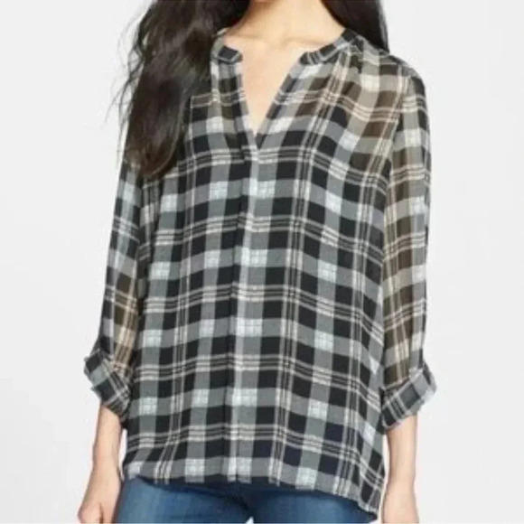 Joie Tops - Joie Silk sheer plaid blouse